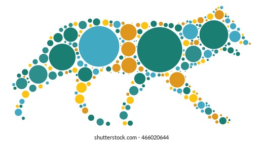 fox shape vector design by color point