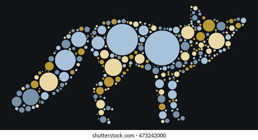 fox shape vector design by color point