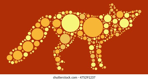 fox shape vector design by color point