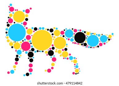 fox shape vector design by color point