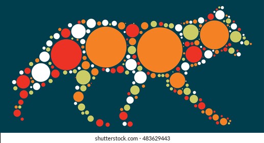 fox shape vector design by color point