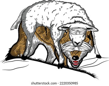 Fox And Sheep Vector Graphic Illustration