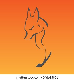 Fox sign in curve lines. Vector illustration