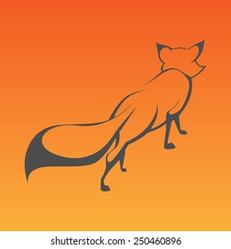 Fox sign in curve lines. Vector illustration