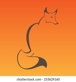 Fox sign in curve lines. Vector illustration