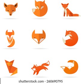 Fox signs  illustrations   elements  collection vector icons
