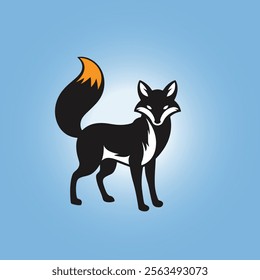 Fox Silhouette with Bold Tail and Simple Contours Fox icon. Regular line. Thin line. Bold line. Vector illustration