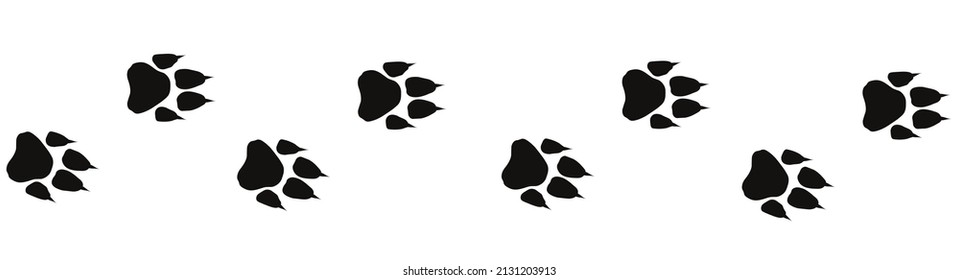 Fox silhouette footprint way. Wild animal paw 