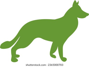 fox silhouette green flat vector