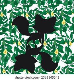 Fox silhouette with a green pattern