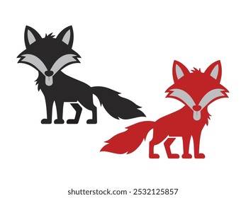 Fox silhouette illustration with a white background