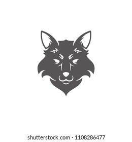 Fox silhouette isolated on white background vector illustration. Fox head vector graphic emblem.