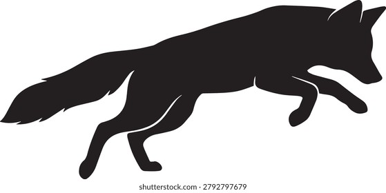Fox silhouette jumping animal icon black vector graphic art.