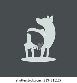 Fox Silhouette Logo Design Concept Vector. Animal Silhouette Logo Design Template