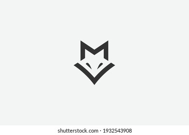 Fox silhouette logo design vector