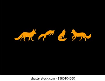 fox silhouette logo icon designs illustration template