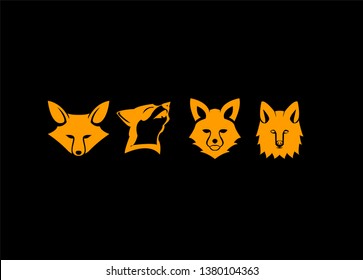fox silhouette logo icon designs illustration template