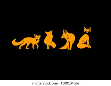 fox silhouette logo icon designs illustration template