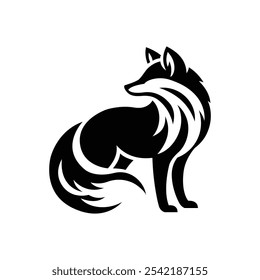 Fox silhouette logo isolated on white background. Fox logo template. Animal vector illustration