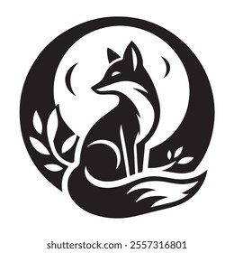 Fox silhouette logo isolated on white background. Fox logo template. Animal vector illustration