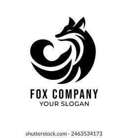 Fox silhouette logo template isolated on white background