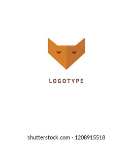 Fox silhouette logo. Vector abstract minimalistic illustration wild animal. Hunter, pet shop, zoo, clinic vector flat style logotype modern.