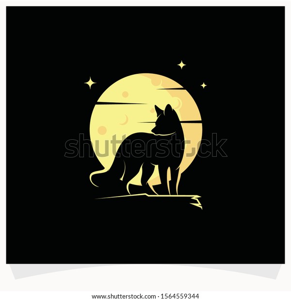 Fox\
Silhouette with Moon Background Logo Design\
Template