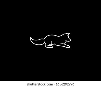 Fox Silhouette on Black Background. Isolated Vector Animal Template for Logo Company, Icon, Symbol etc