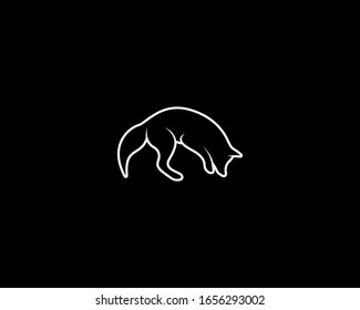 Fox Silhouette on Black Background. Isolated Vector Animal Template for Logo Company, Icon, Symbol etc