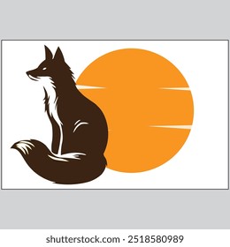  fox silhouette on moon background
