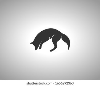 Fox Silhouette on White Background. Isolated Vector Animal Template for Logo Company, Icon, Symbol etc