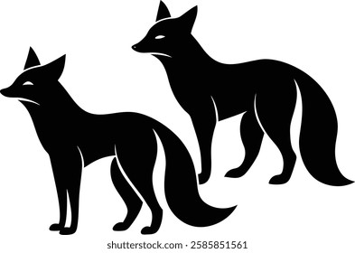 Fox silhouette set elegant fox illustrations