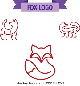 Fox silhouette. Set. Vector illustration isolated on white background
