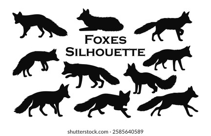 Fox silhouette set. Vector illustration