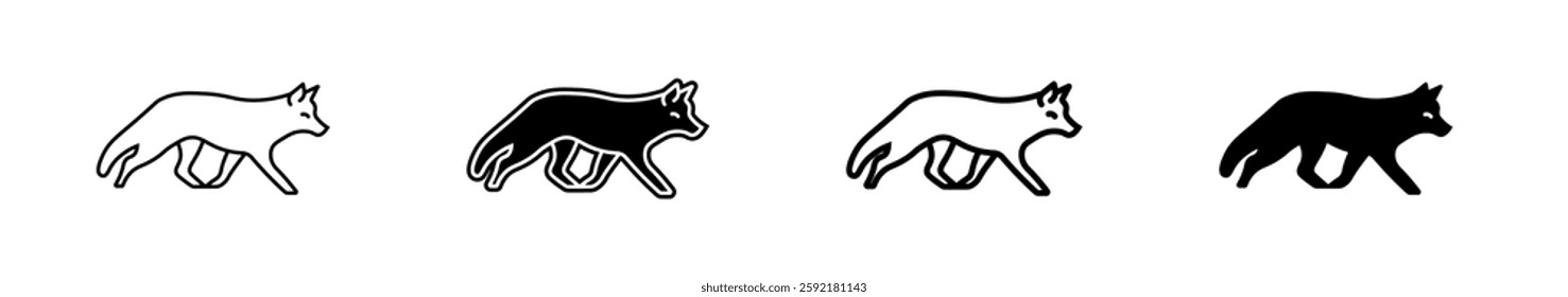 Fox silhouette. Set. Vector illustration isolated on a white background