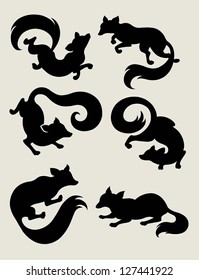 Fox Silhouette Symbols Set. Very smooth and detail vector. Good use for logo or symbol your company. Easy to edit and change color. Use Adobe Illustrator 8 or higher to edit vector file