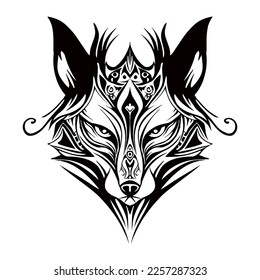 Fox Silhouette tribal Outline Drawing