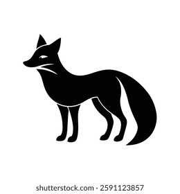 Fox Silhouette Vector Art Illustration and Minimalist Black Fox Design