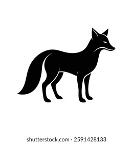 Fox Silhouette Vector Art Illustration and Minimalist Black Fox Design