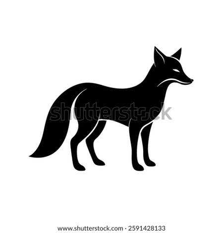 Fox Silhouette Vector Art Illustration and Minimalist Black Fox Design