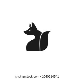 Fox Silhouette Vector Design, fox sign object flat vector design