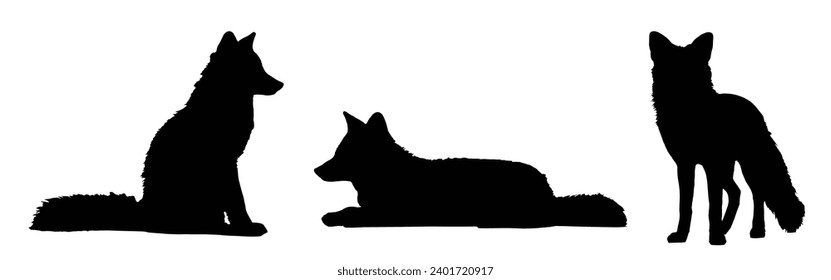 Fox Silhouette. Fox Vector Illustration.