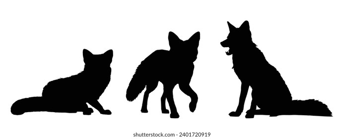 Fox Silhouette. Fox Vector Illustration.