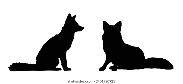 Fox Silhouette. Fox Vector Illustration.