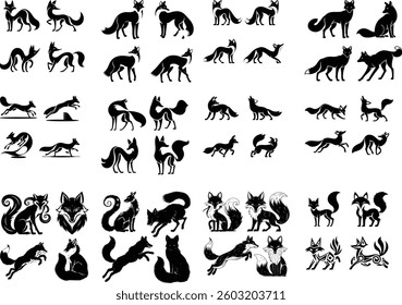 Fox Silhouette. Fox Vector Illustration.