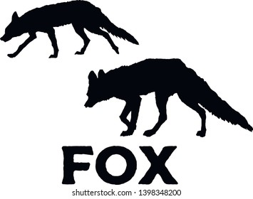 Fox silhouette. Vector illustration isolated on white background. Collection of fox logos, emblem, illustration in a minimalist style.