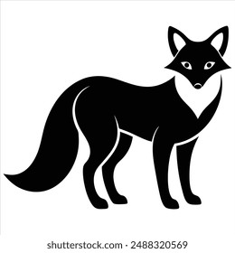 Fox silhouette vector illustration on a white background 