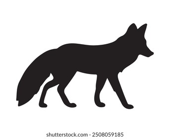 Fox Silhouette. Fox Vector Illustration. Fox Silhouette Vector on White Background