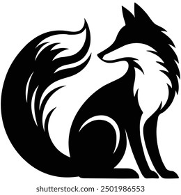Fondo blanco de la Ilustración vectorial de la silueta del zorro	