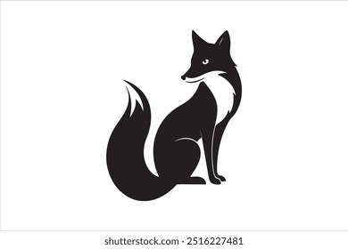 Fox silhouette vector illustration with white background